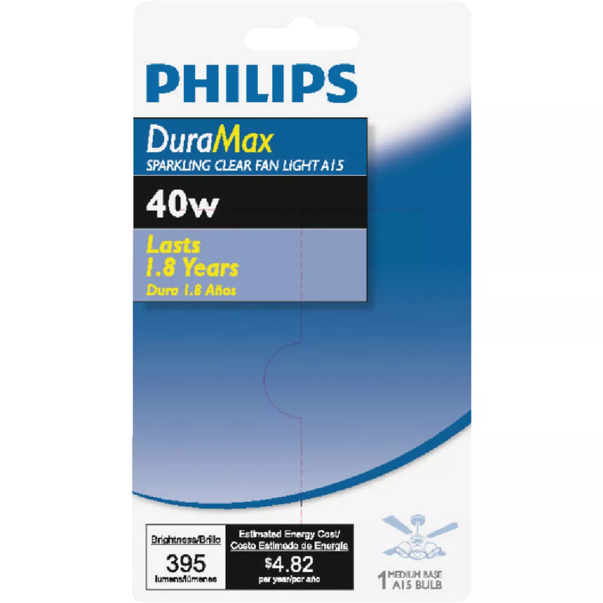 Philips DuraMax 40W Clear Medium A15 Incandescent Ceiling Fan Light Bulb - photo 2