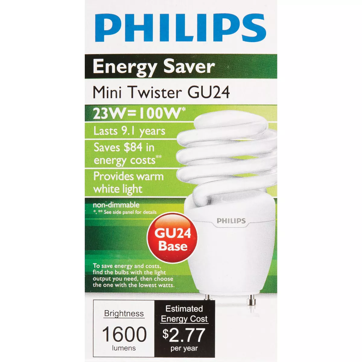 Philips Energy Saver 100W Equivalent Warm White GU24 Base Spiral CFL Light Bulb - photo 2