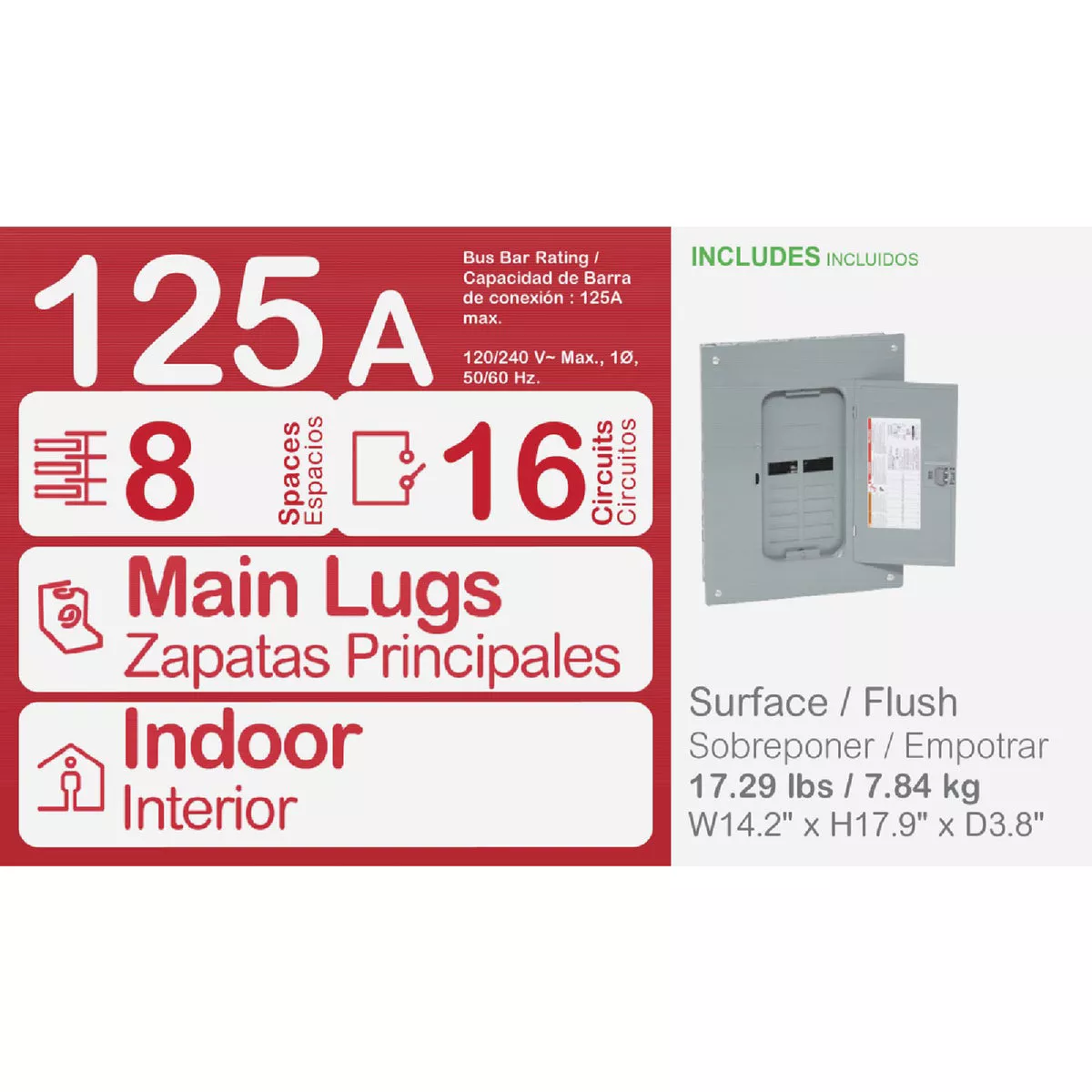 Square D Homeline 125A 8-Space 16-Circuit Indoor Main Lug Plug-on Neutral Load Center - photo 4