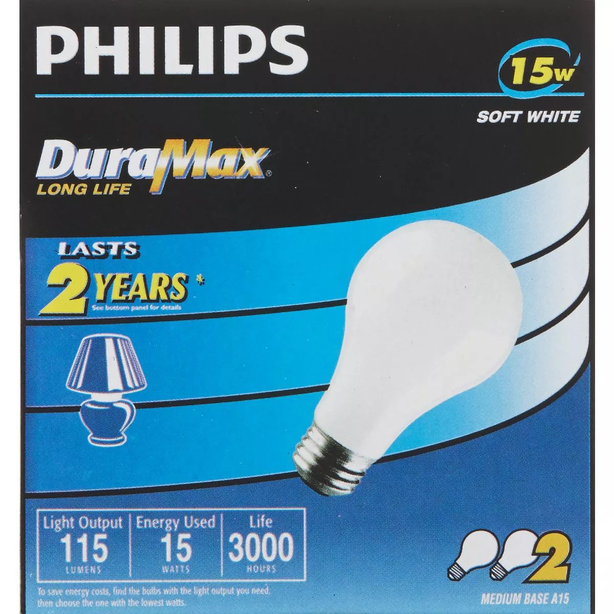 Philips DuraMax 15W Frosted Medium A15 Incandescent Appliance Light Bulb (2-Pack) - photo 2