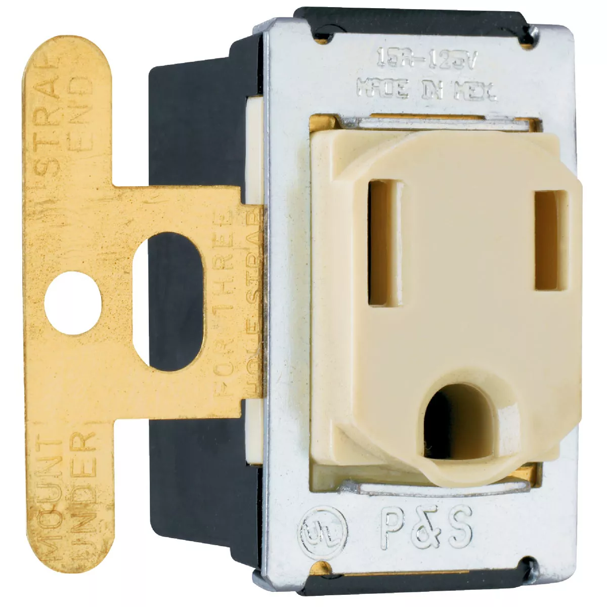 Pass and Seymour 15A Ivory Residential Grade 5-15R Single Outlet