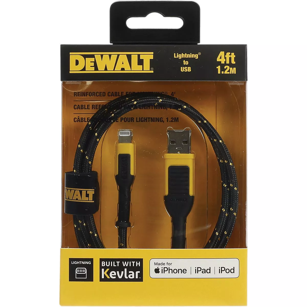 DEWALT 4 Ft. Lightning to USB Reinforced Braided Cable - photo 2