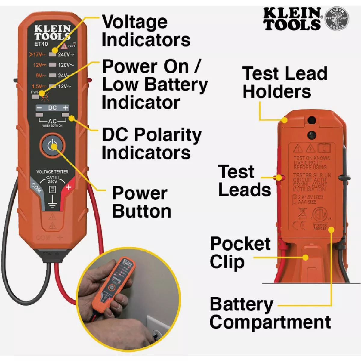 Klein AC/DC Electronic Voltage Tester - photo 3