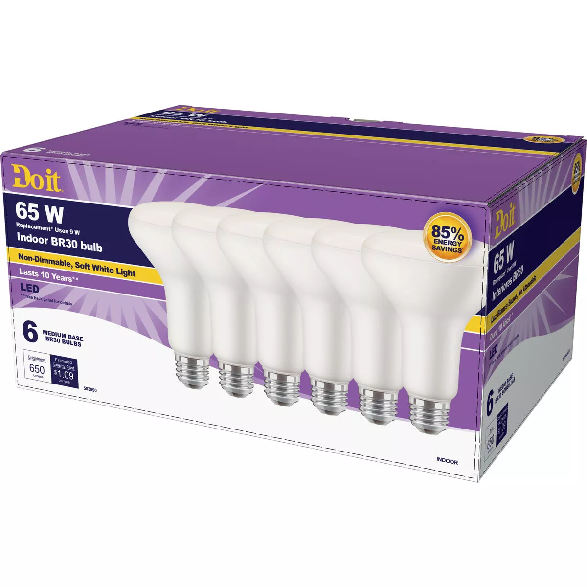 Do it 65W Equivalent Soft White BR30 Medium LED Floodlight Light Bulb (6-Pack) - photo 2