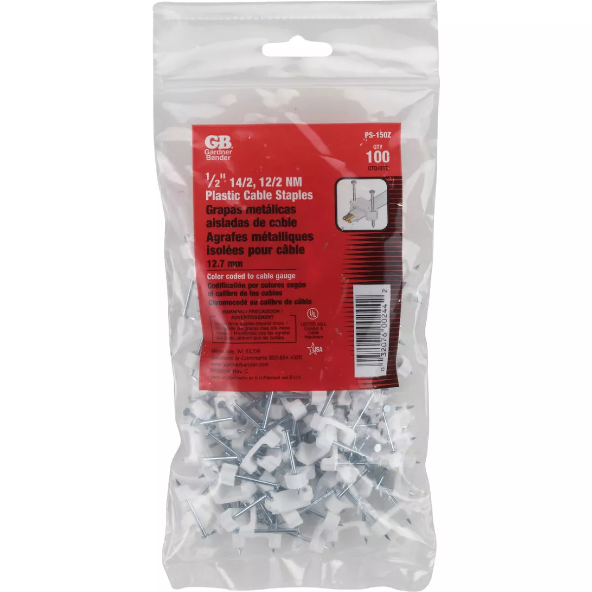 Gardner Bender 1/2 In. x 3/8 In. Insulated Cable Staple (100-Pack) - photo 2