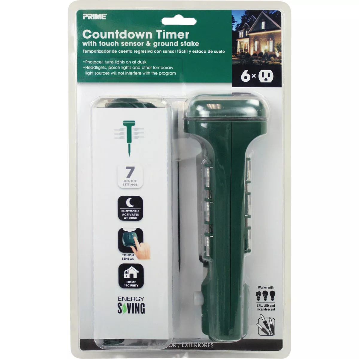 Prime 15A 125V 1875W Green Outdoor Timer Power Stake - photo 3