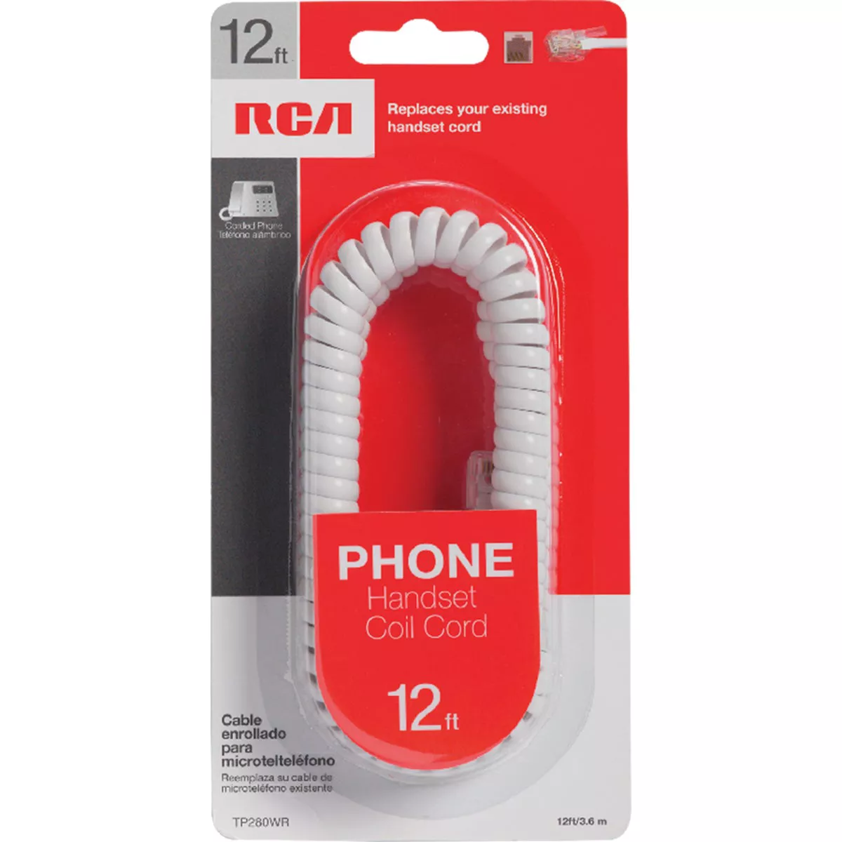 RCA 12 Ft. White Phone Cord - photo 2