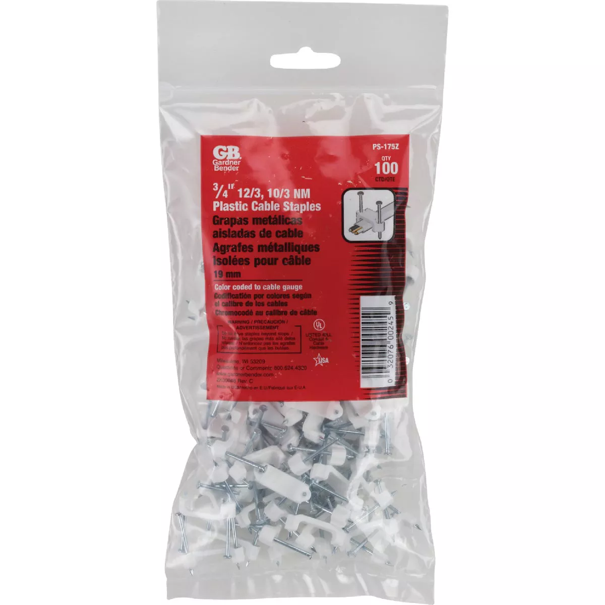 Gardner Bender 3/4 In. x 3/8 In. Poly Cable Staple (100-Count) - photo 2