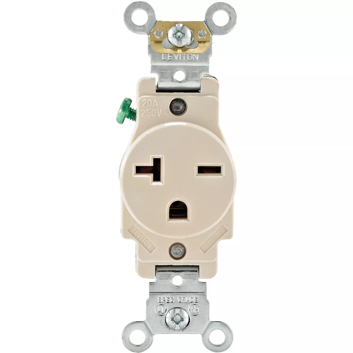 Leviton 20A Light Almond Heavy-Duty 6-20R Grounding Single Outlet - photo 2