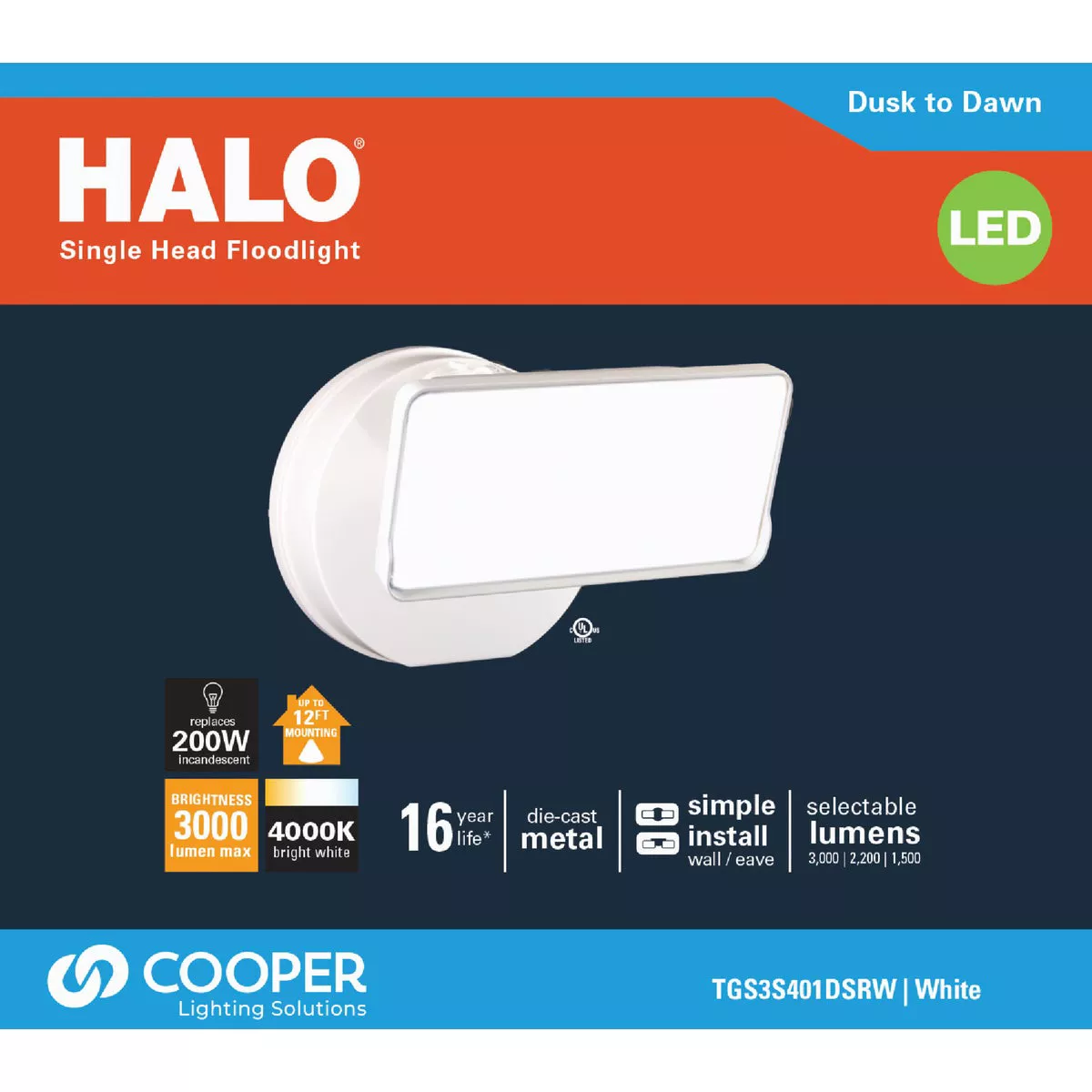 Halo Lumen Selectable White Dusk To Dawn LED Floodlight Fixture - photo 2