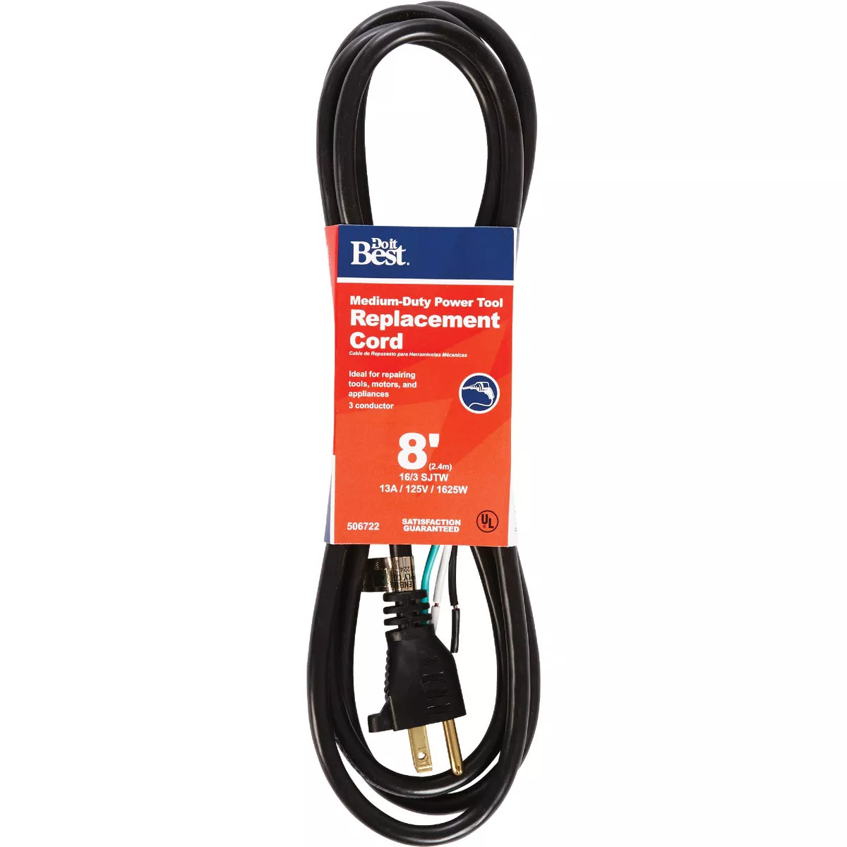 Do it Best 8 Ft. 16/3 13A Medium-Duty Power Tool Replacement Cord