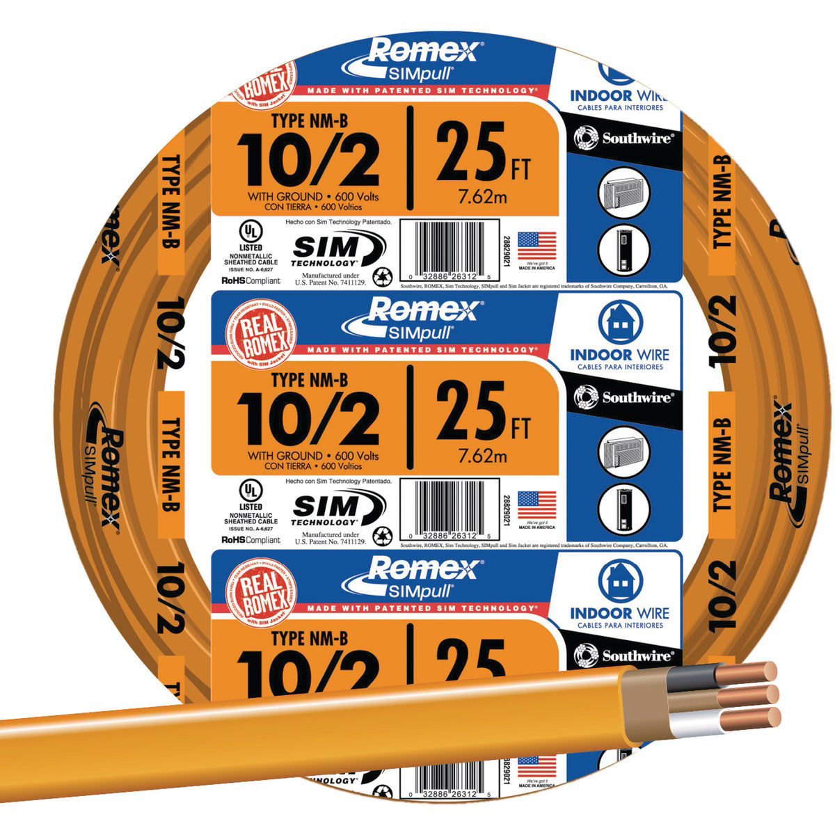 Romex 25 Ft. 10/2 Solid Orange NMW/G Electrical Wire | Do it Best