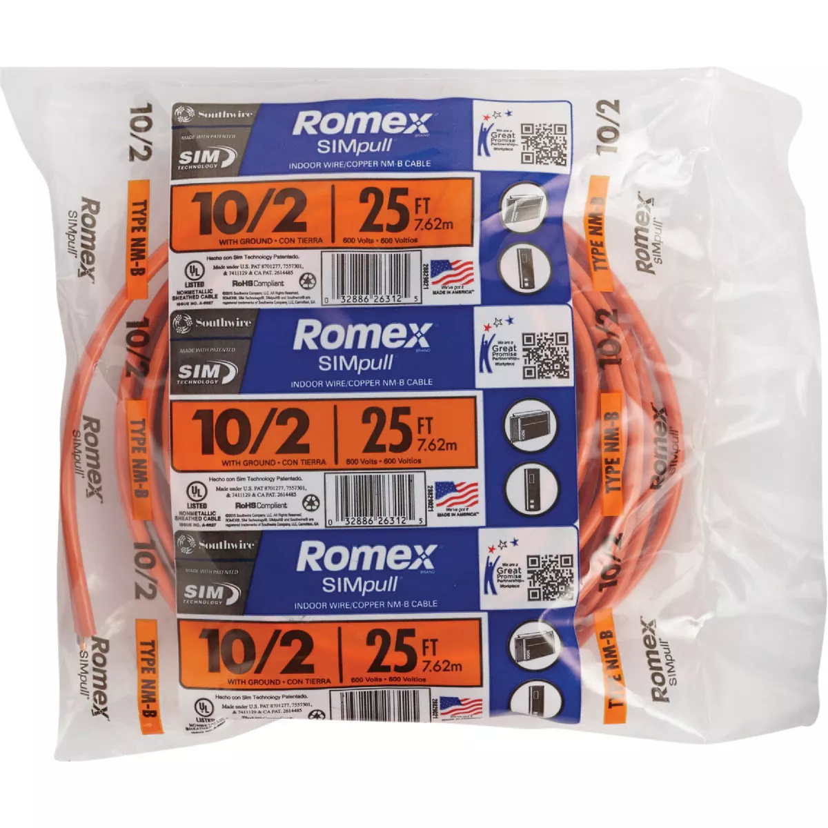 Romex 25 Ft. 10/2 Solid Orange NMW/G Electrical Wire - photo 2