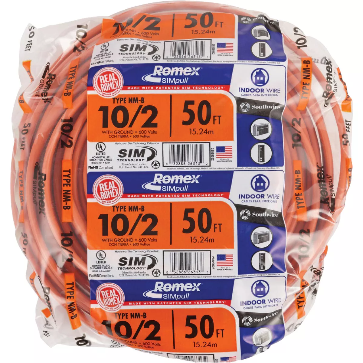 Romex 50 Ft. 10/2 Solid Orange NMW/G Electrical Wire - photo 2