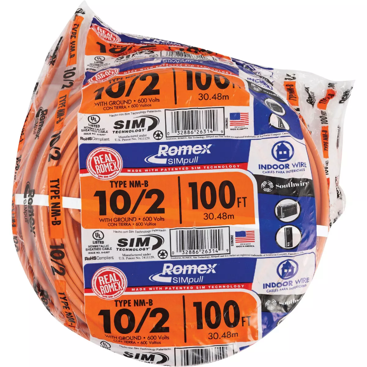 Romex 100 Ft. 10/2 Solid Orange NMW/G Electrical Wire - photo 2