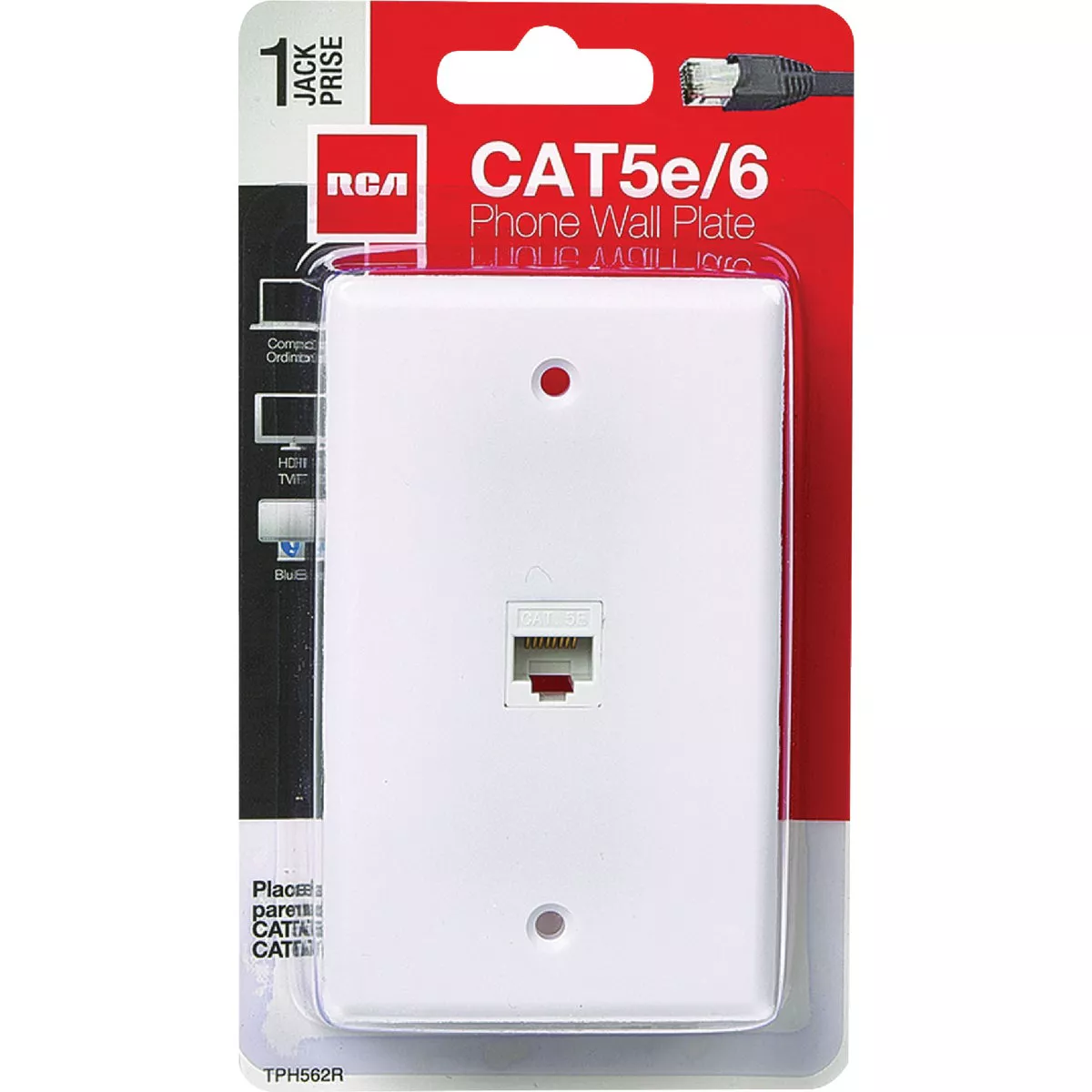 RCA White Flush Mount Plastic CAT 5E/6 Data & Phone Wall Jack - photo 2