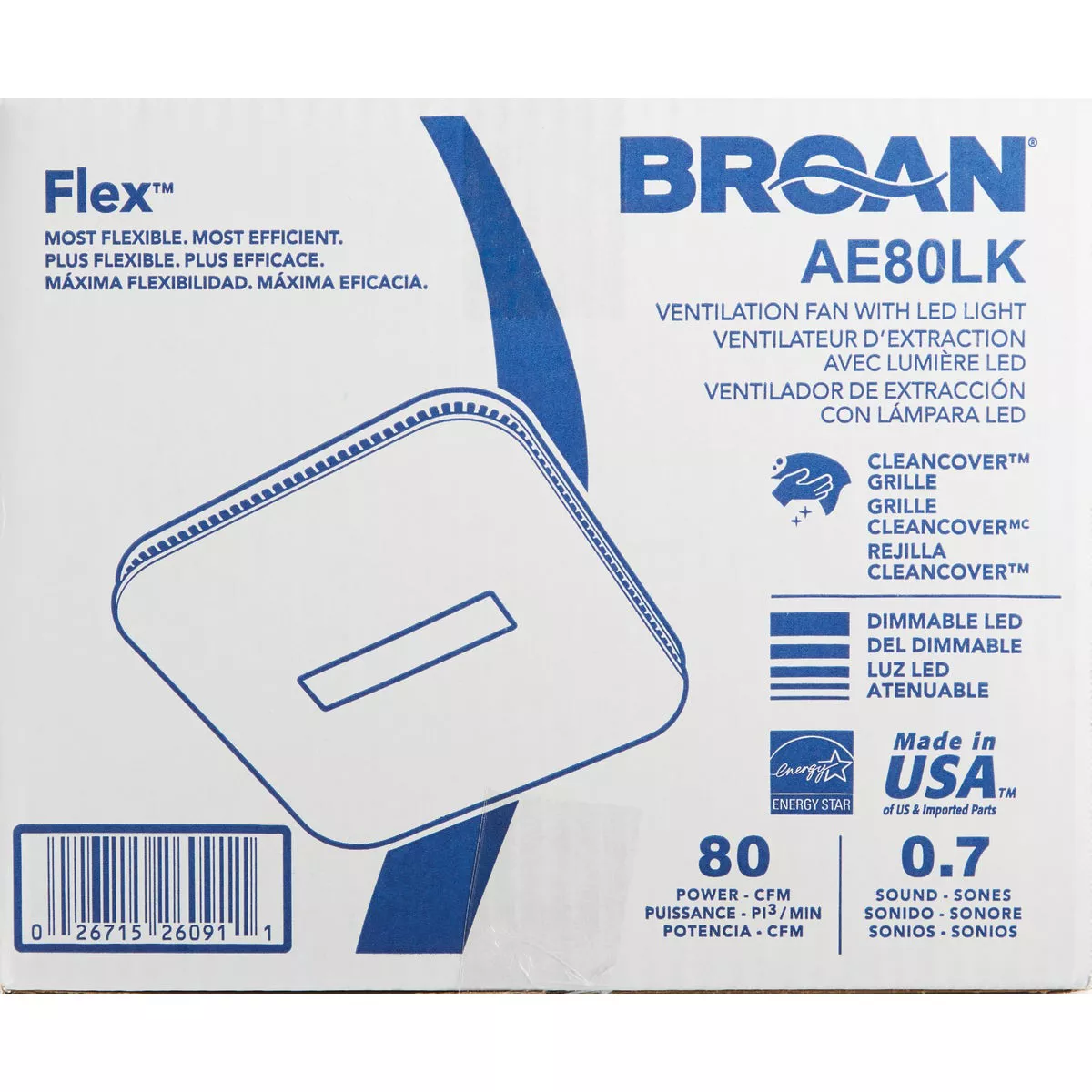 Broan-NuTone CleanCOVER 80 CFM 0.8 Sones 120V Bath Exhaust Fan with LED Light - photo 2