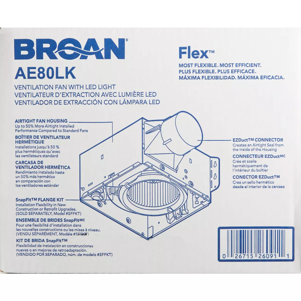 Broan-NuTone CleanCOVER 80 CFM 0.8 Sones 120V Bath Exhaust Fan with LED Light - photo 3