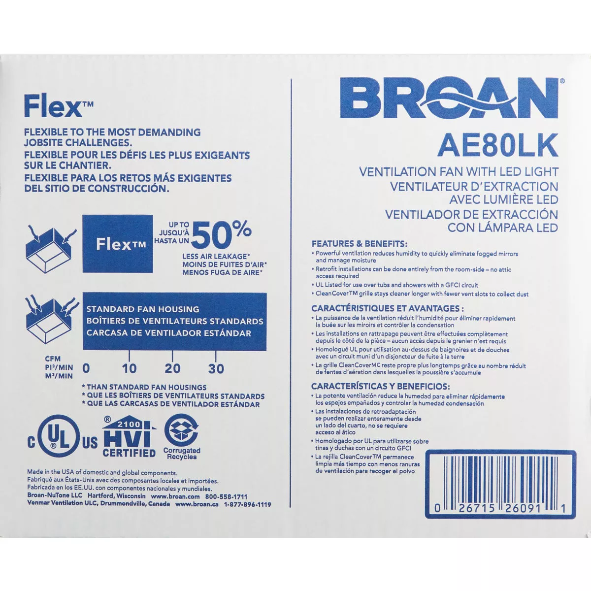Broan-NuTone CleanCOVER 80 CFM 0.8 Sones 120V Bath Exhaust Fan with LED Light - photo 4