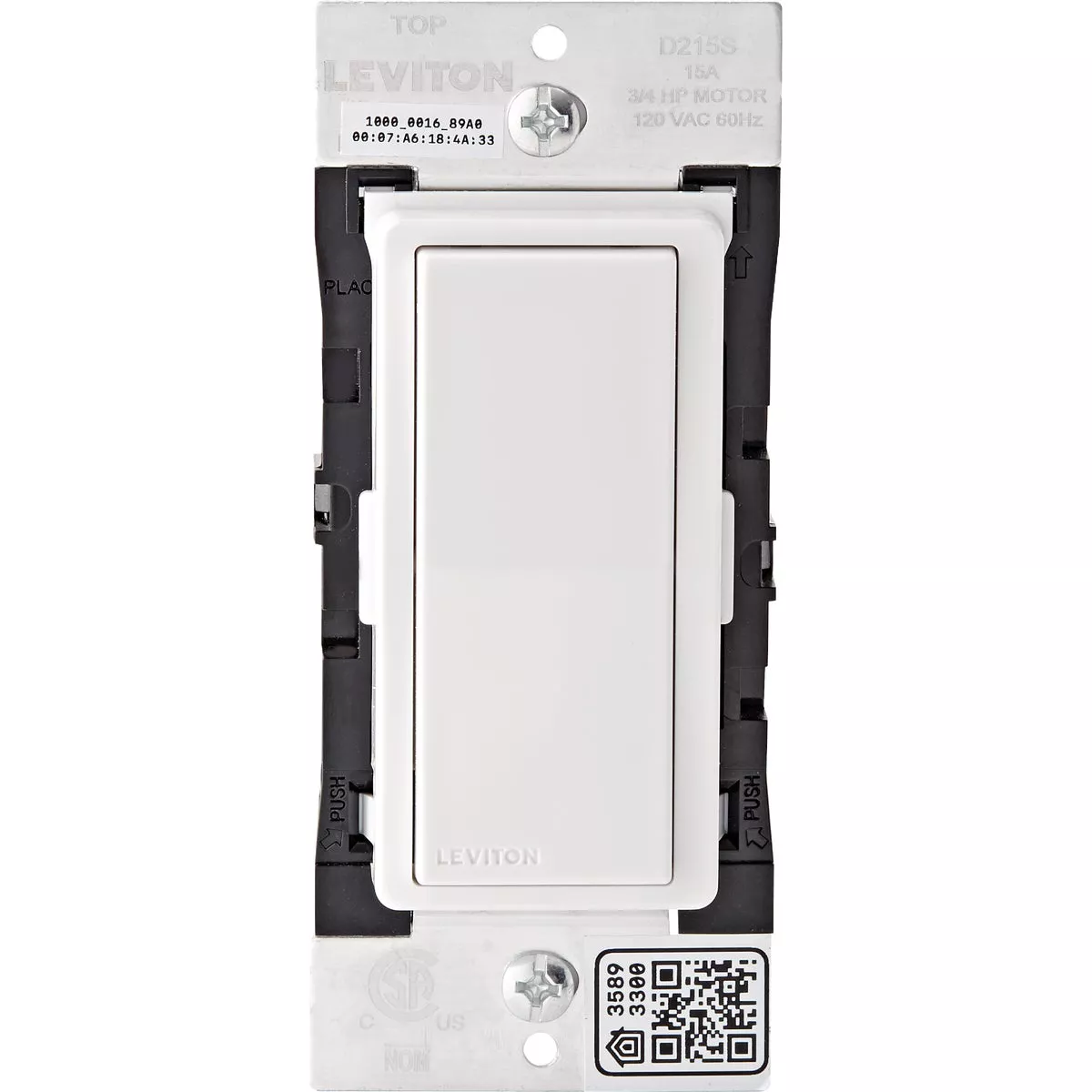 Leviton Decora Smart WiFi 15A 120V White Rocker Switch