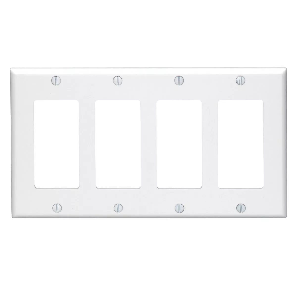 Leviton Decora 4-Gang Smooth Plastic Rocker Decorator Wall Plate, White