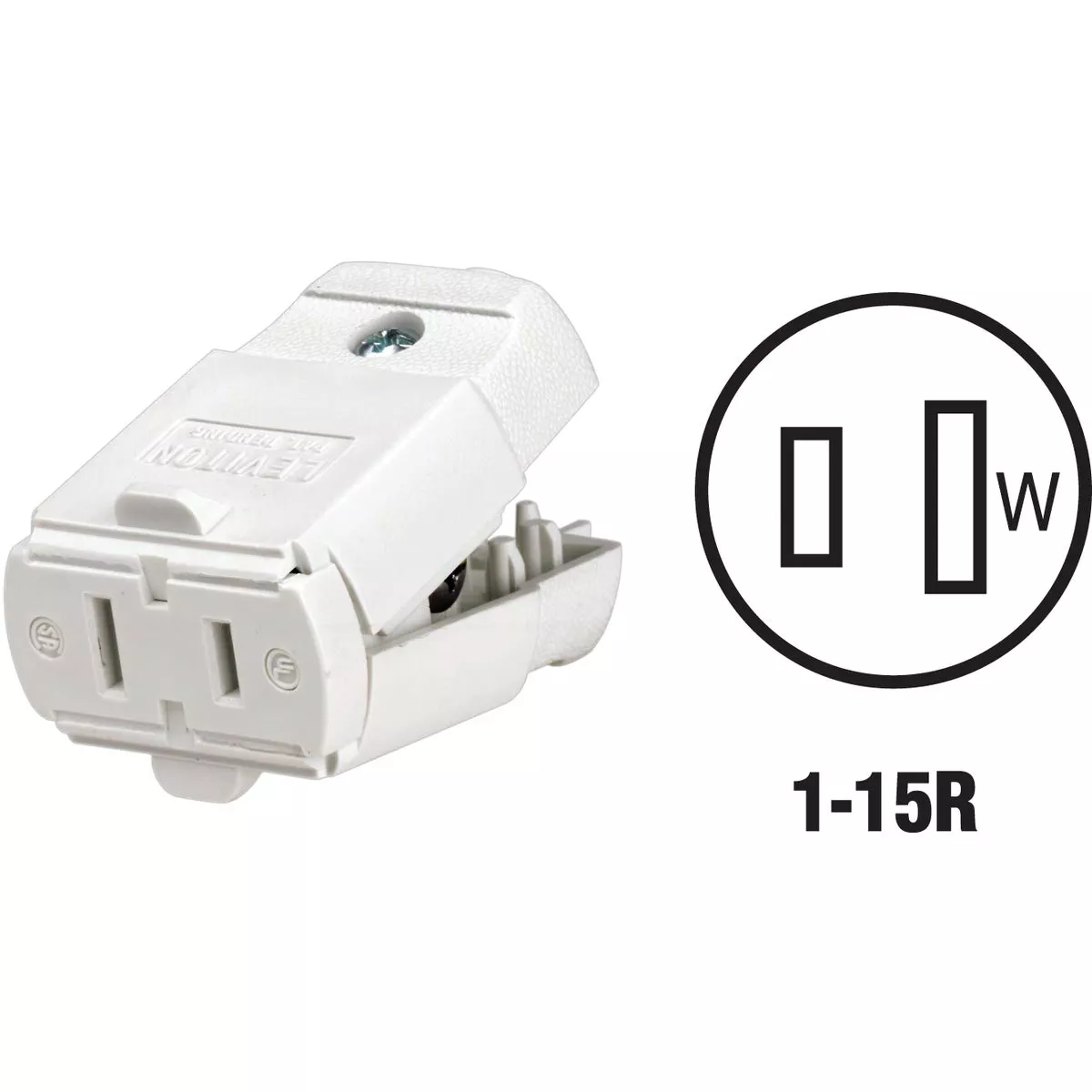 Leviton 15A 125V 2-Wire 2-Pole Hinged Cord Connector, White