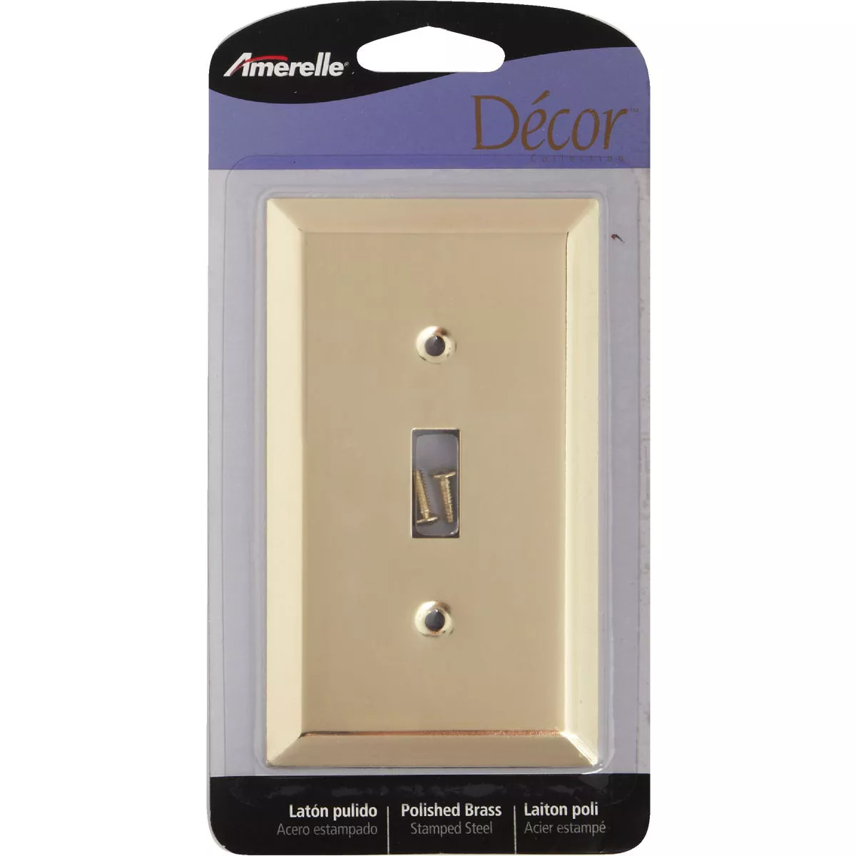 Amerelle 1-Gang Stamped Steel Toggle Switch Wall Plate, Polished Brass - photo 2