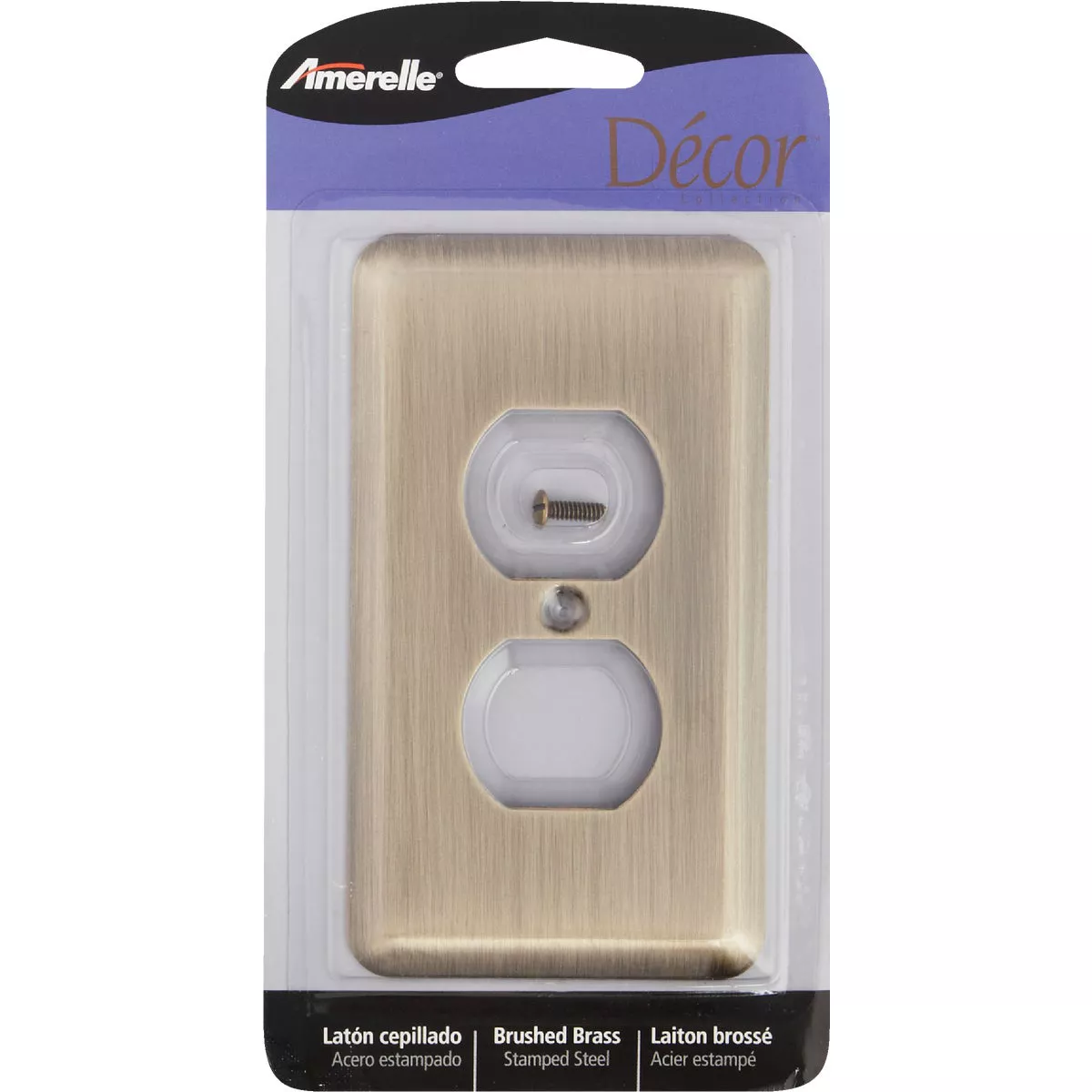 Amerelle 1-Gang Stamped Steel Outlet Wall Plate, Brushed Brass - photo 2