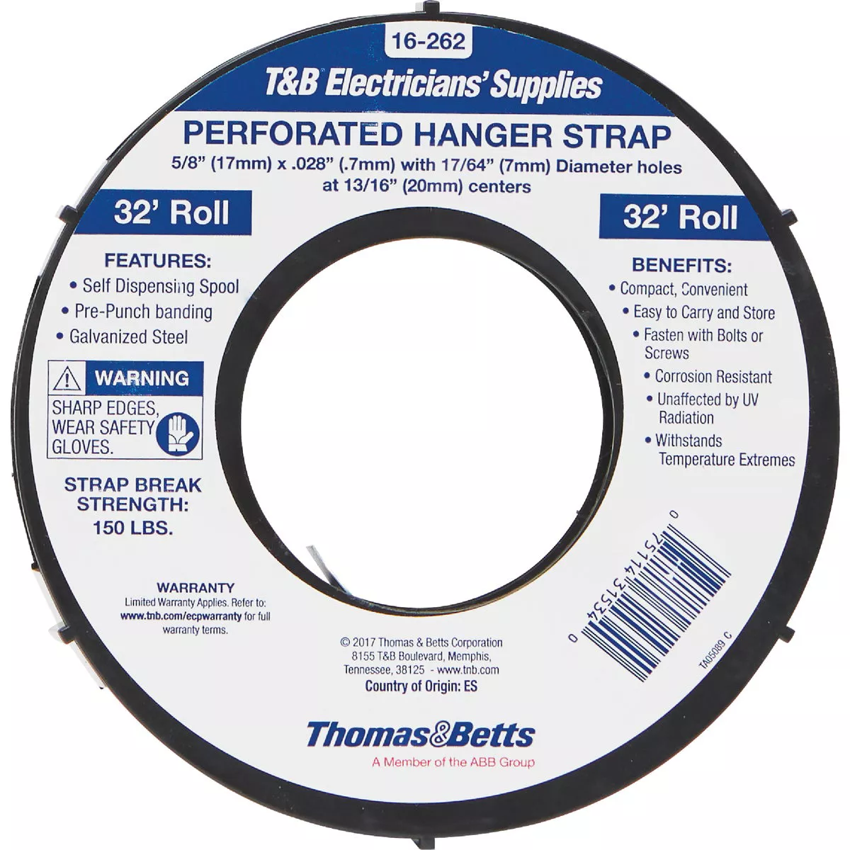 Thomas & Betts 5/8 In. W. x 32 Ft. L. Steel Hanger Strap - photo 2