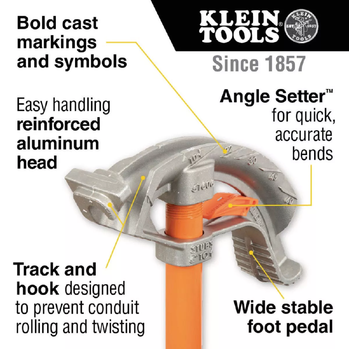 Klein Tools 1/2 In. EMT Aluminum Conduit Bender with Angle Setter - photo 6
