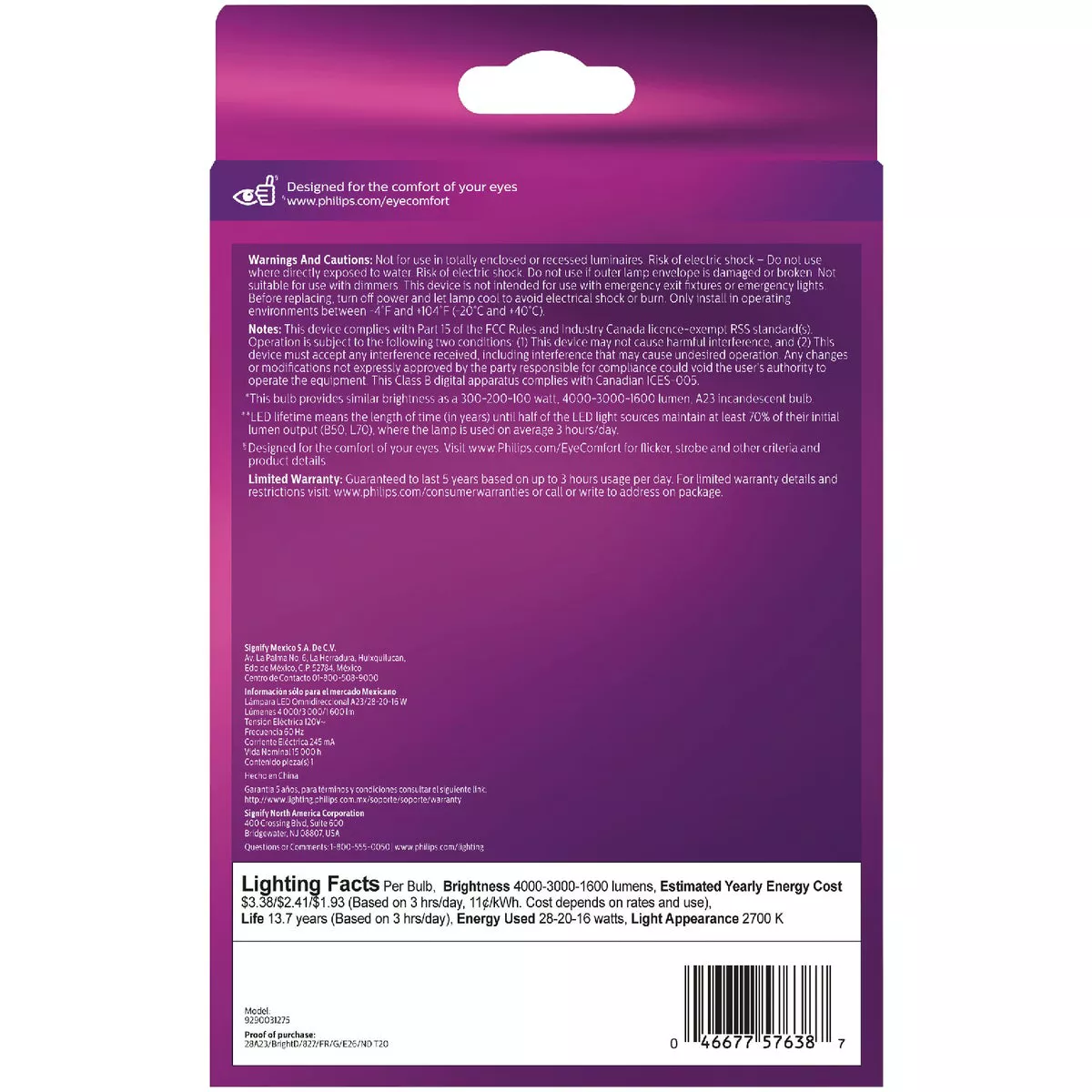 Philips BrightDial 300/200/100W Equivalent Soft White A23 Medium LED Light Bulb - photo 5