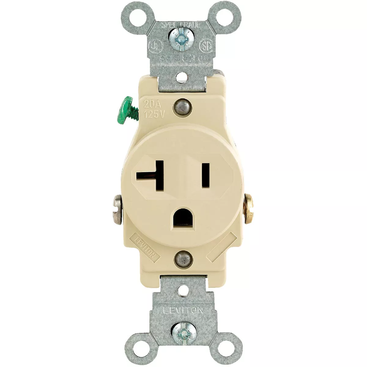 Leviton 20A Ivory Commercial Grade 5-20R Shallow Single Outlet - photo 2