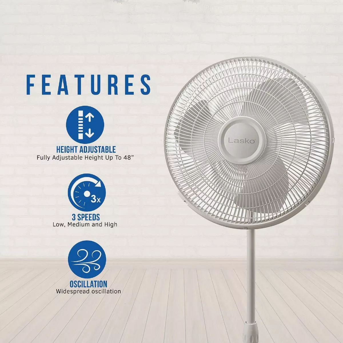 Lasko 16 In. White Pedestal Fan - photo 6