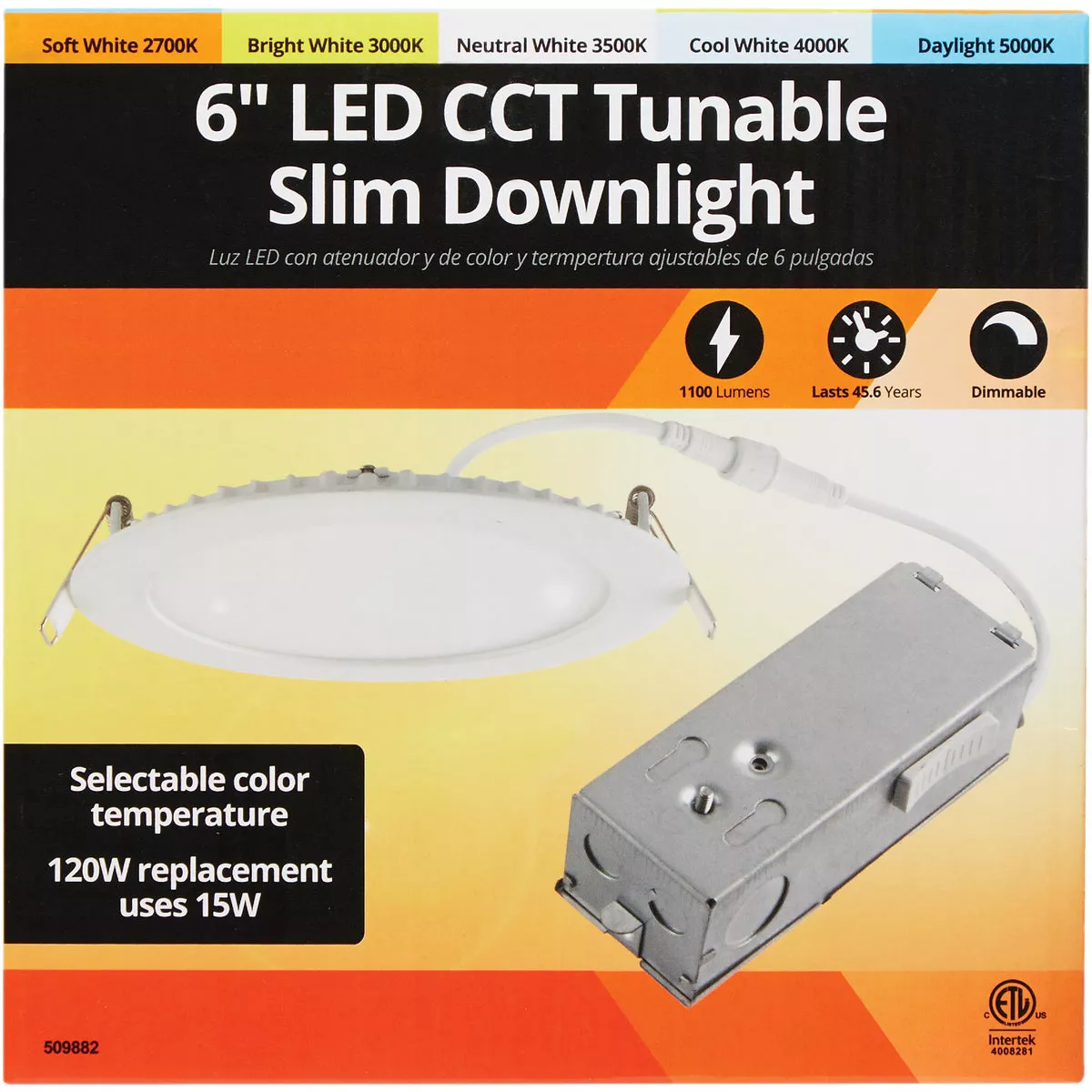 6 In. New Construction IC Rated White CCT Tunable Slim LED Downlight, 1100 Lm. - photo 2
