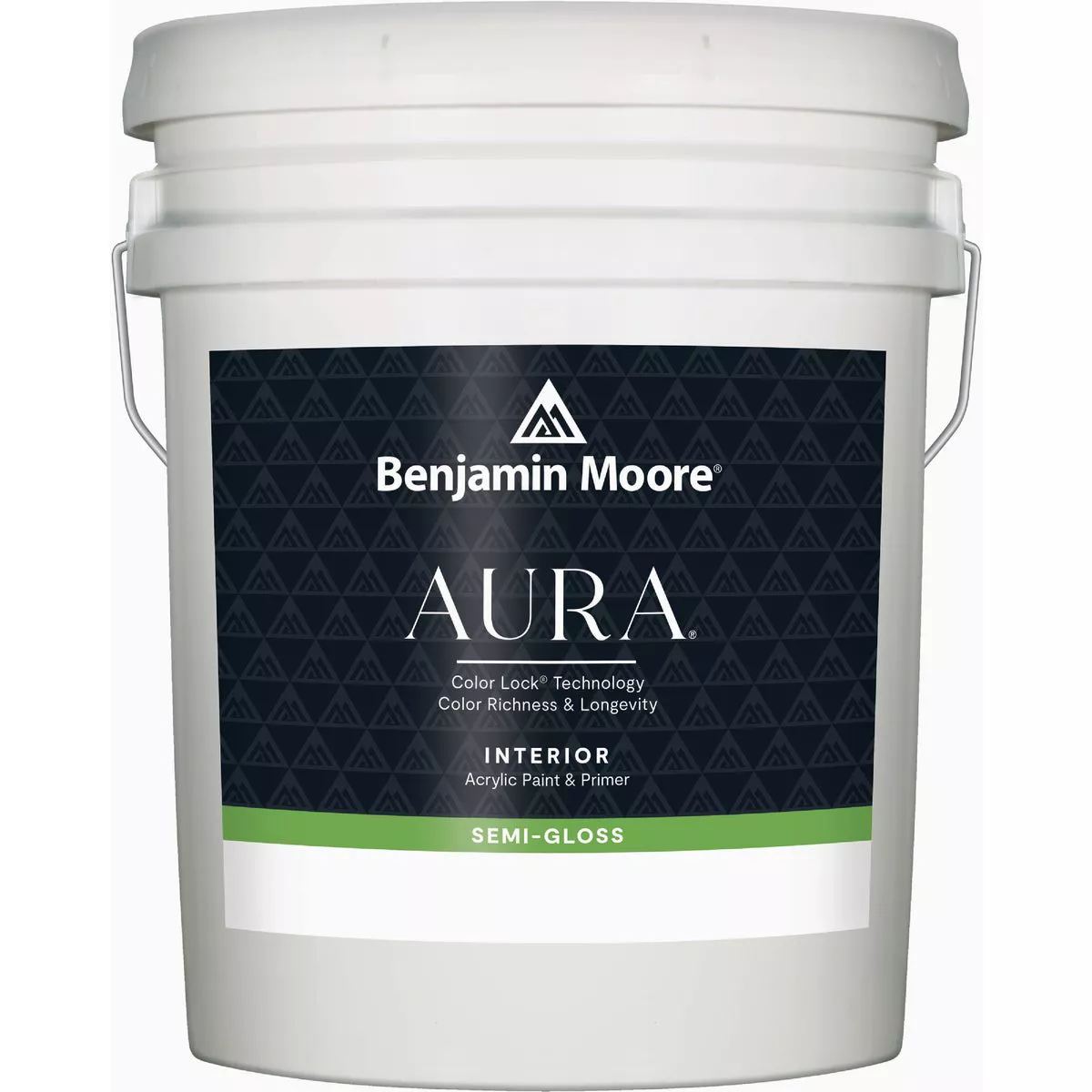 Benjamin Moore Aura Waterborne Acrylic Semi Gloss Interior Paint & Primer, White, 5 Gal.