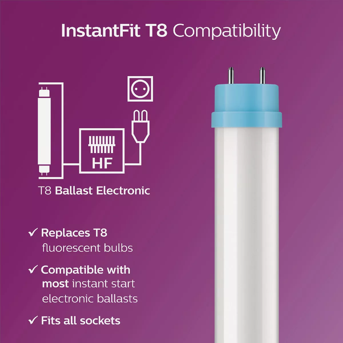 Philips Instant Fit 32W Equivalent 48 In. Daylight T8 Type A LED Tube Light Bulb (10-Pack) - photo 3