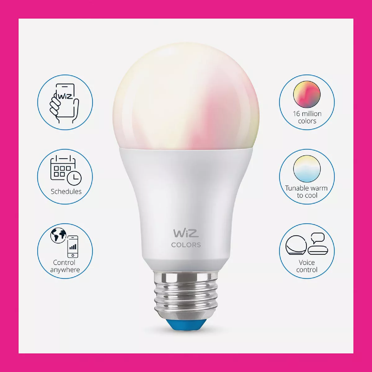 Wiz 60W Equivalent Color Changing A19 Medium Dimmable Smart LED Light Bulb - photo 4