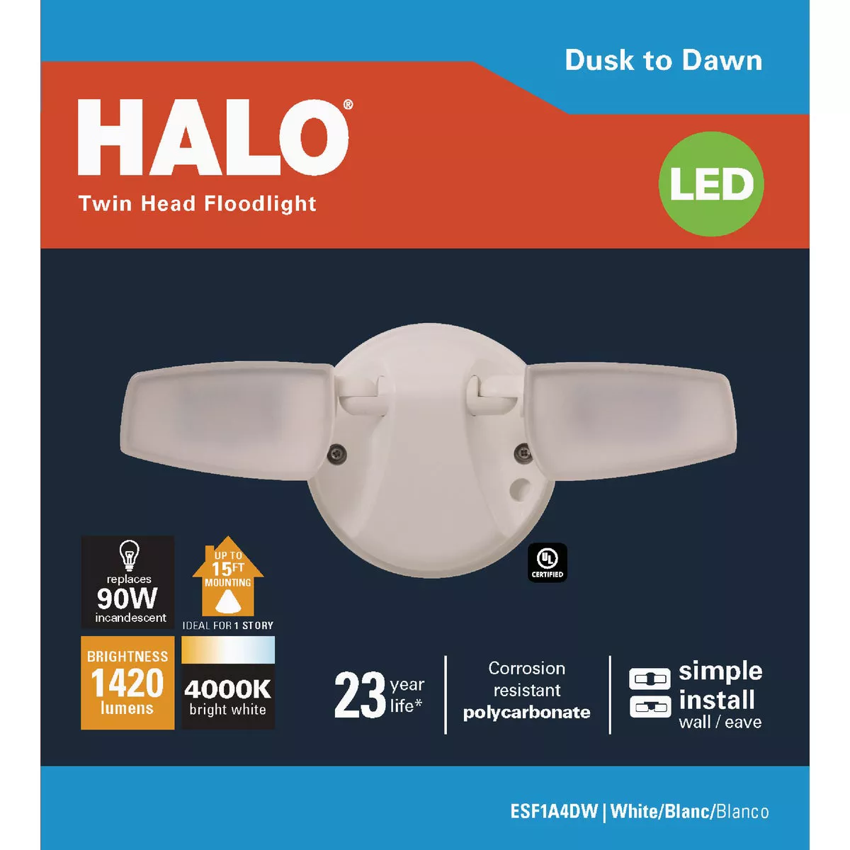 Halo White Dusk to Dawn 15W LED Floodlight Fixture - photo 2
