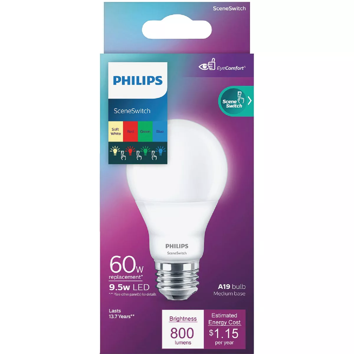 Philips SceneSwitch Indoor Outdoor A19 Medium LED Light Bulb 568949