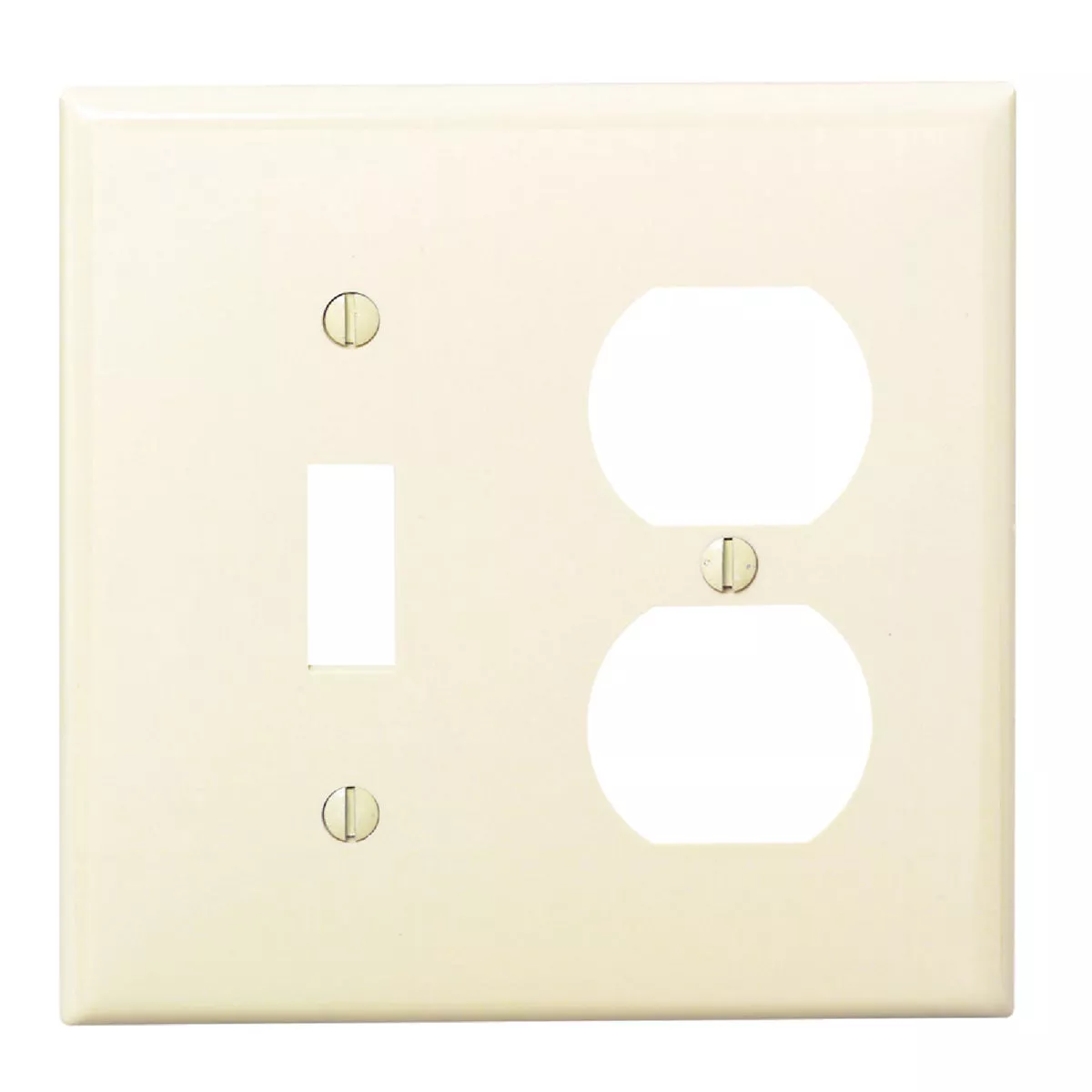 Leviton Commercial Grade 2-Gang Thermoplastic Single Toggle/Duplex Outlet Wall Plate, Ivory