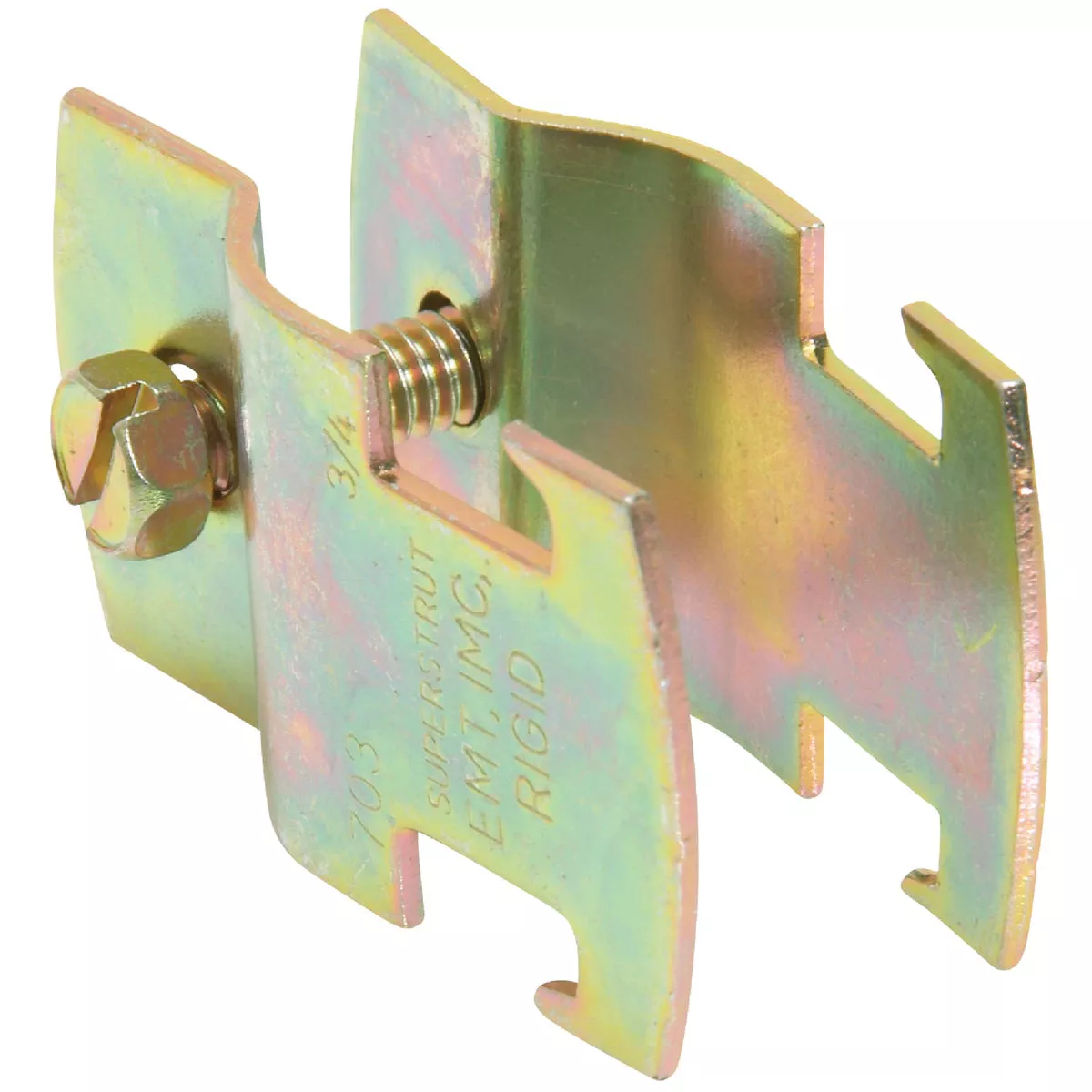 Superstrut 3/4 In. Gold Galvanized Electroplated Zinc Universal Pipe Clamp