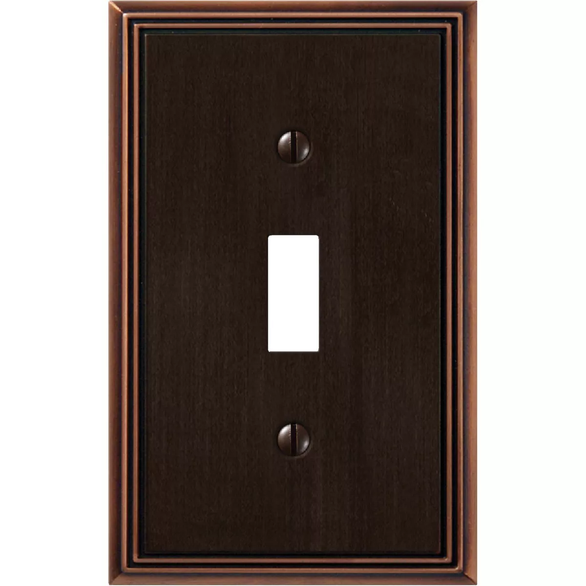Amerelle Metro Line 1-Gang Cast Metal Toggle Switch Wall Plate, Aged Bronze