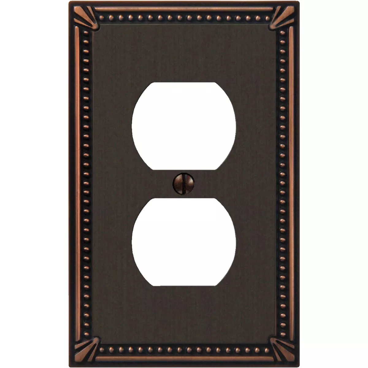 Amerelle Imperial Bead 1-Gang Cast Metal Outlet Wall Plate, Aged Bronze