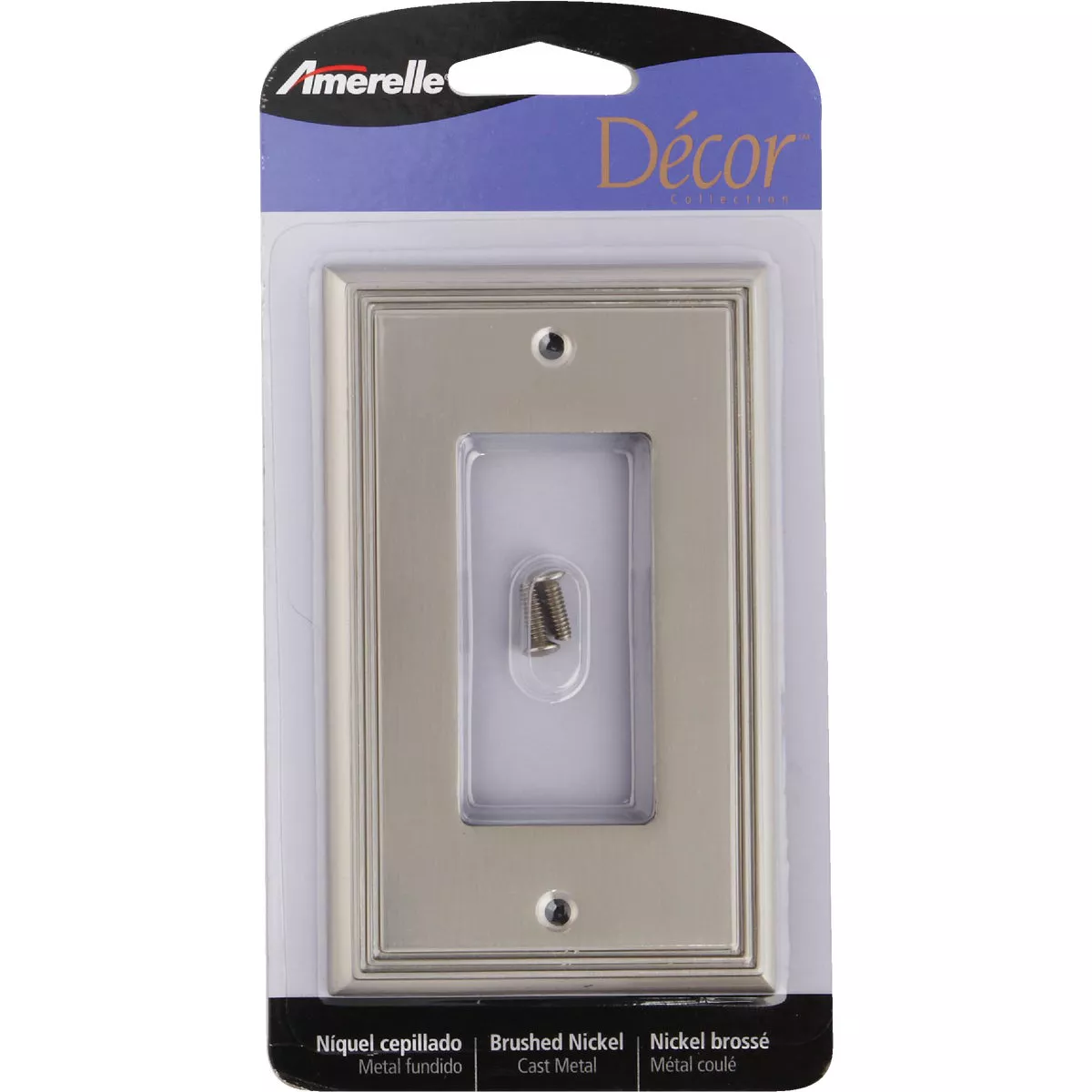 Amerelle Metro Line 1-Gang Cast Metal Rocker Decorator Wall Plate, Brushed Nickel - photo 2