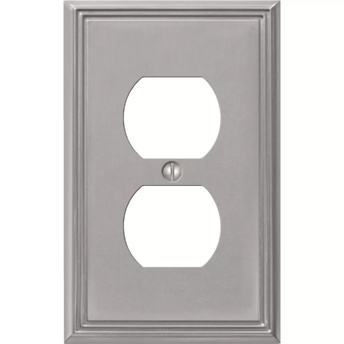 Amerelle Metro Line 1-Gang Cast Metal Outlet Wall Plate, Brushed Nickel