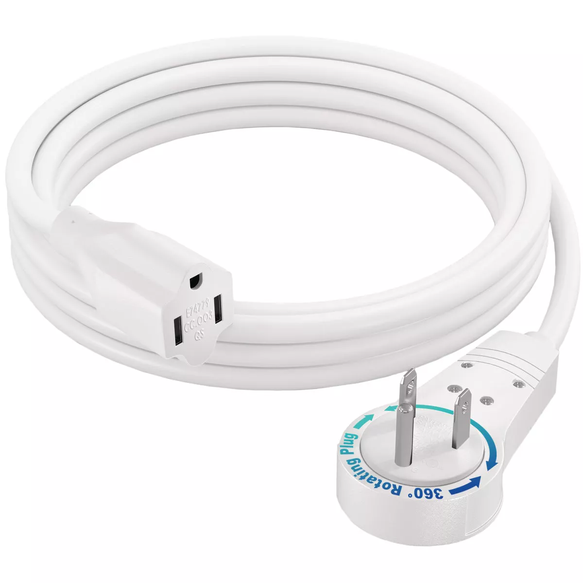 Maximm 6 Ft. 16/3 White 1-Outlet 360 Deg. Rotating Plug Extension Cord