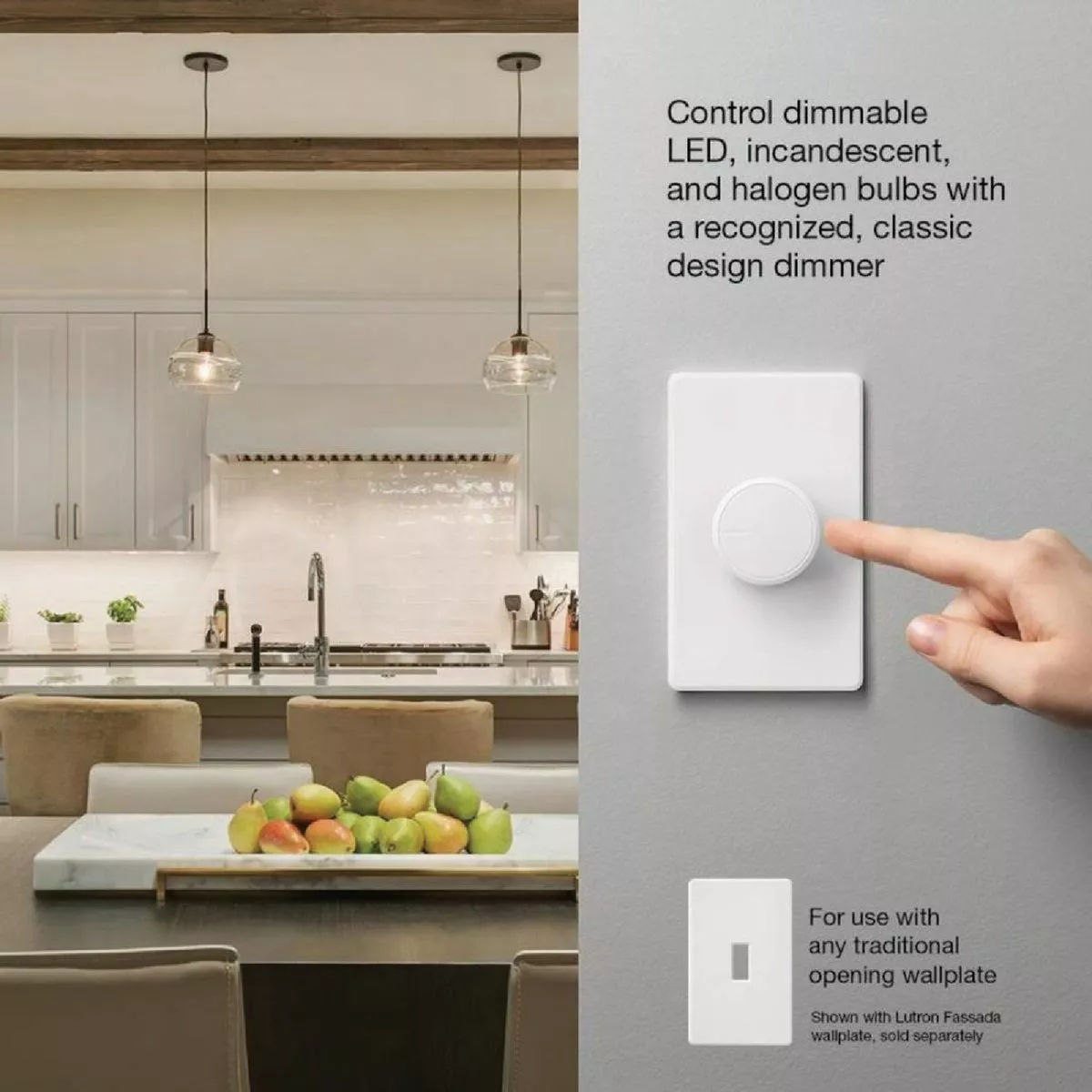 Lutron Dalia LED+ White 150W Single-Pole/3-Way LED Illuminated Rotary Light Dimmer Switch - photo 3