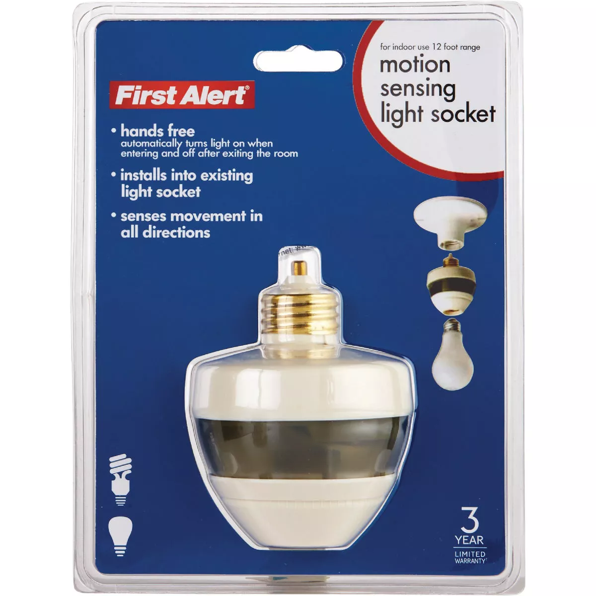 First Alert 12 Ft. Range White Incandescent Lamp Motion Sensor Socket Control