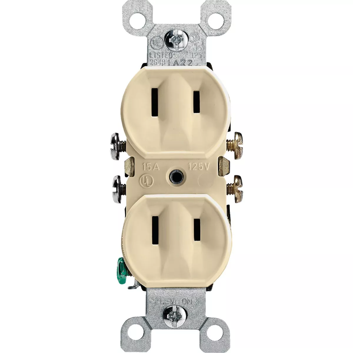 Leviton 15A Ivory Residential Grade 1-15R Duplex Outlet - photo 2