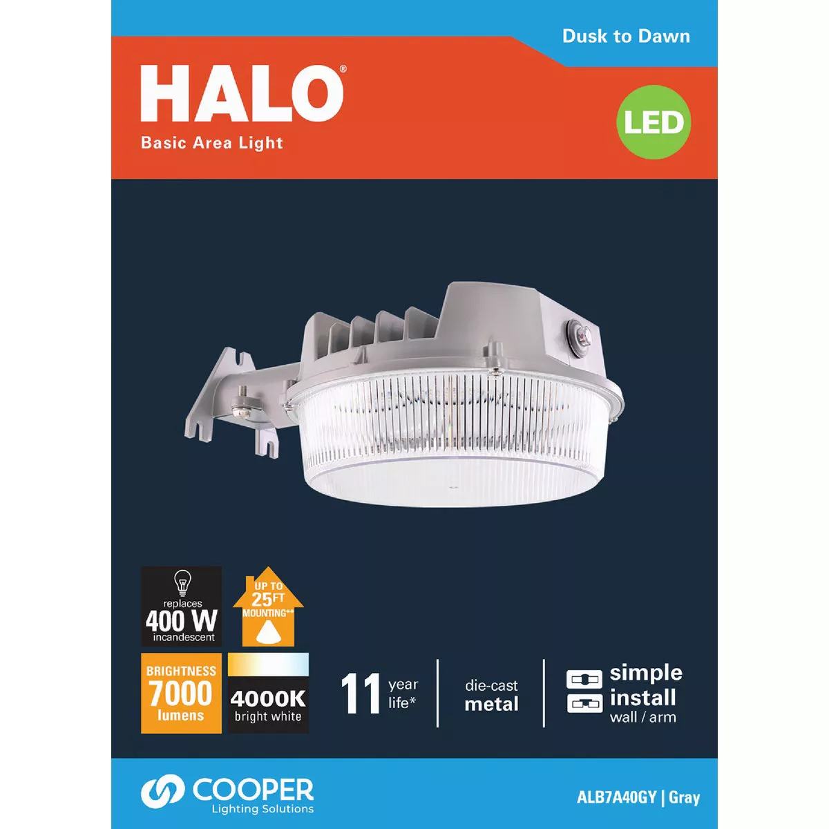 Halo Gray Dusk To Dawn LED Outdoor Area Light Fixture, 7000 Lm. - photo 2